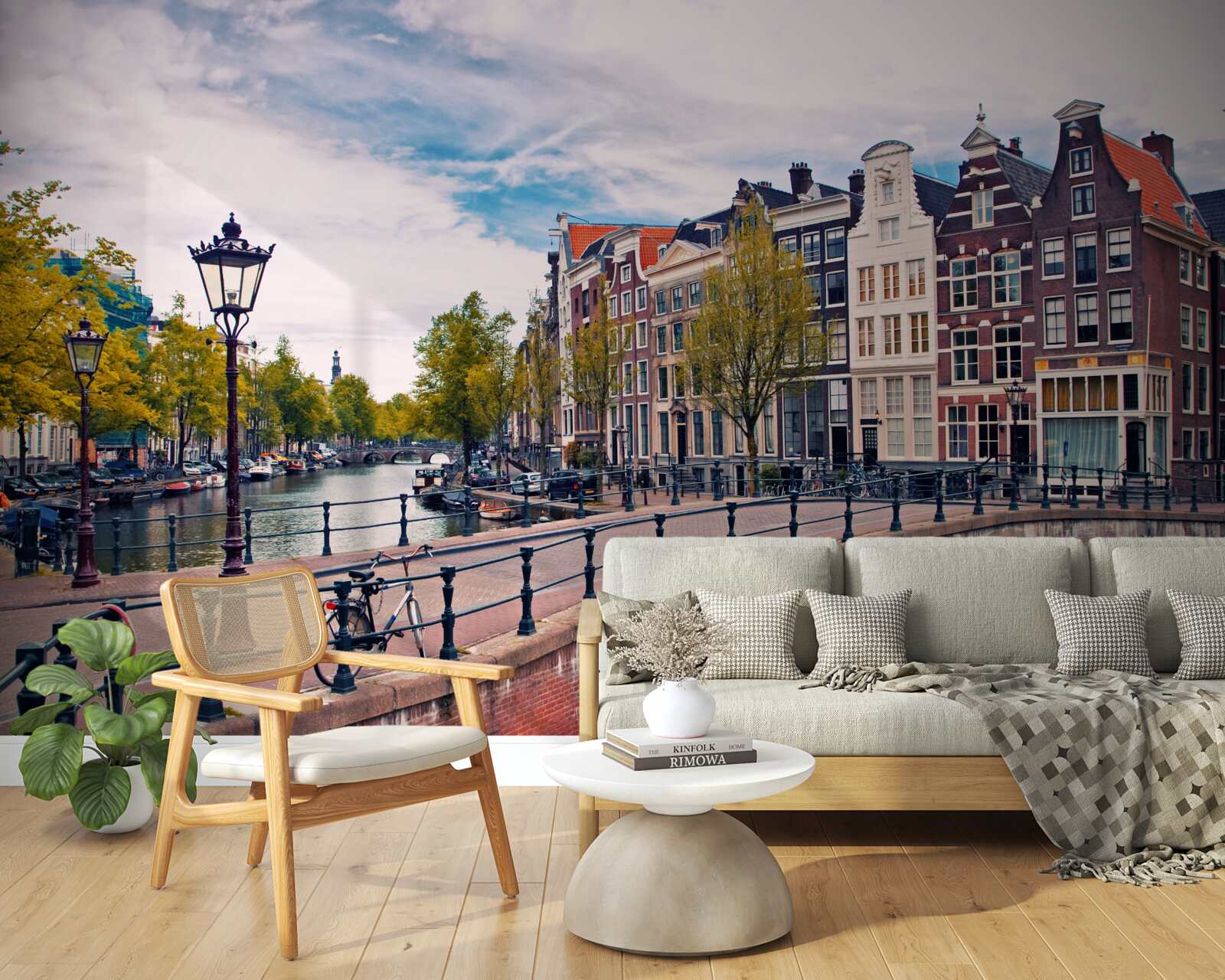 Papier peint pont du canal à amsterdam