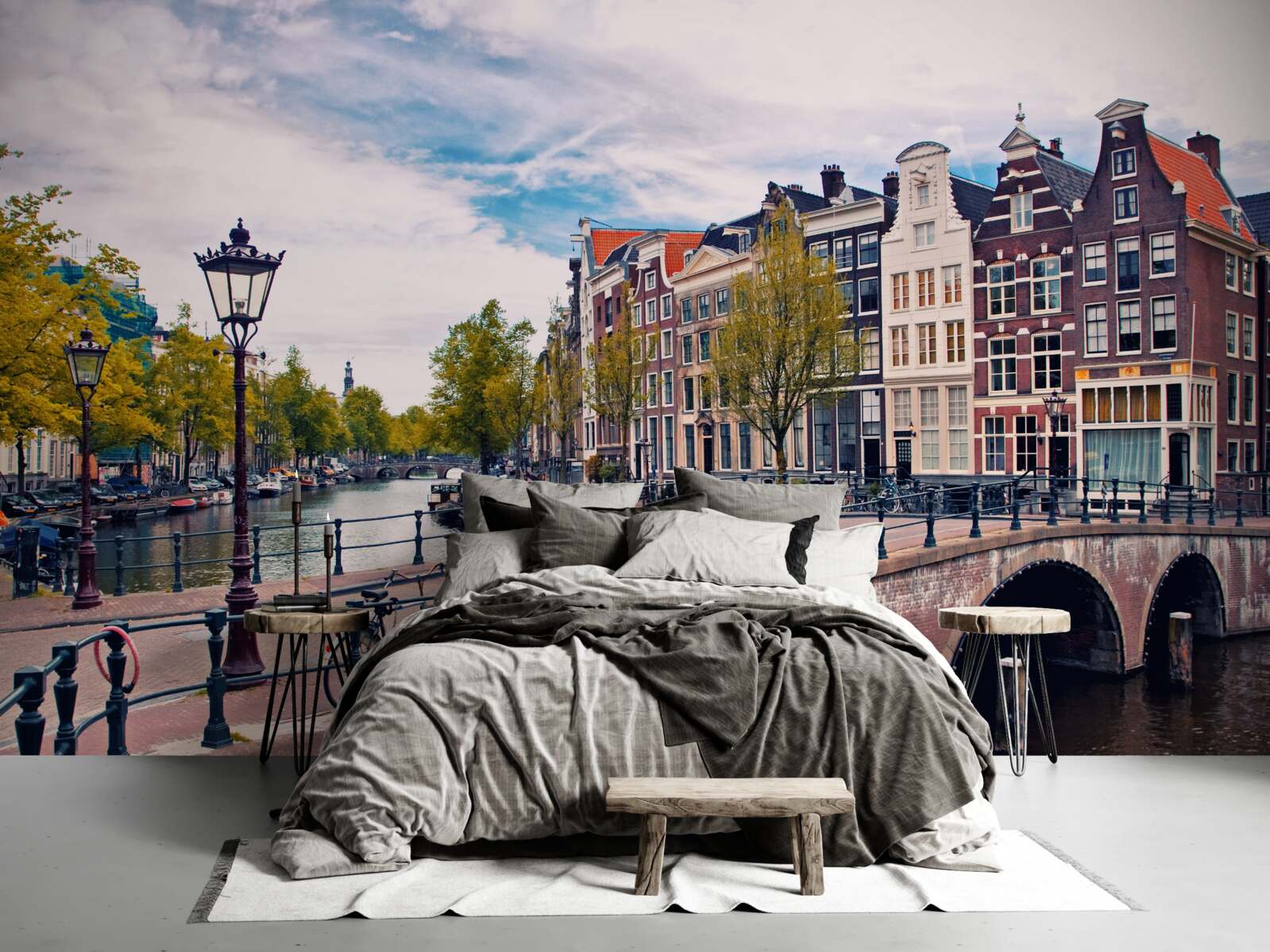 Papier peint pont du canal à amsterdam