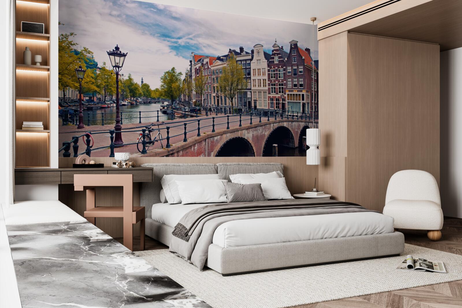 Papier peint pont du canal à amsterdam