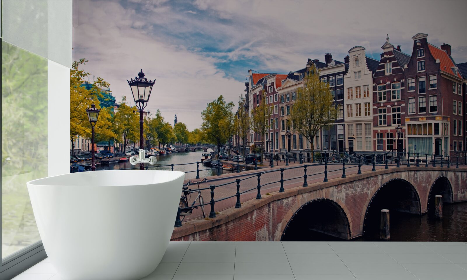 Papier peint pont du canal à amsterdam