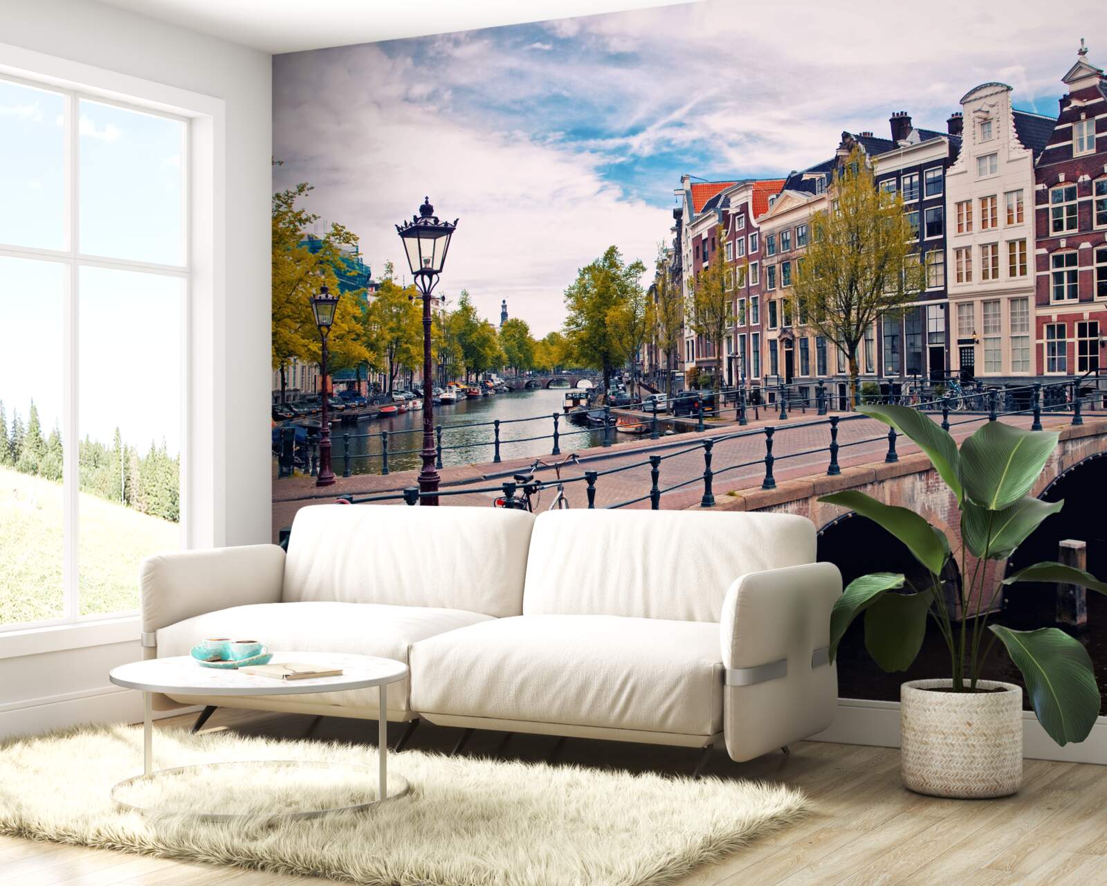 Papier peint pont du canal à amsterdam