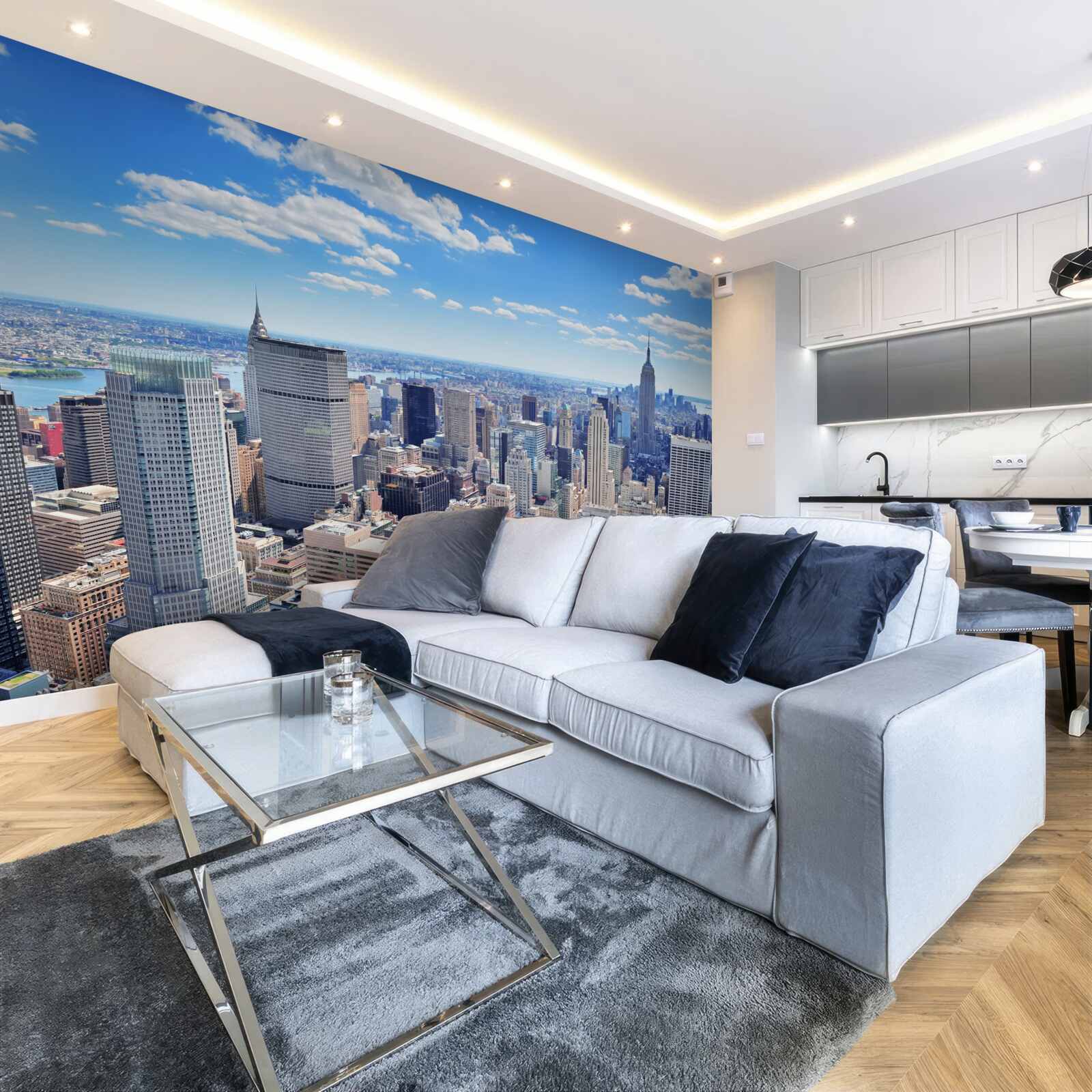 Papier peint au-dessus des gratte-ciel de new york