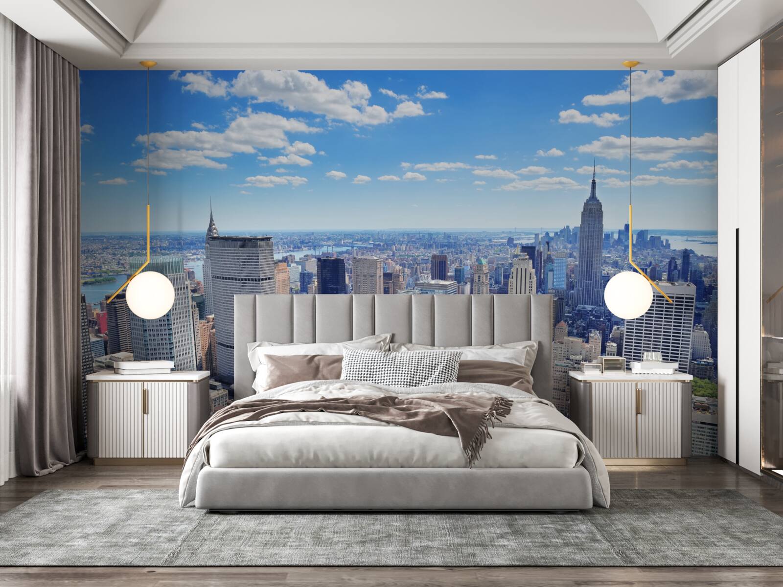 Papier peint au-dessus des gratte-ciel de new york