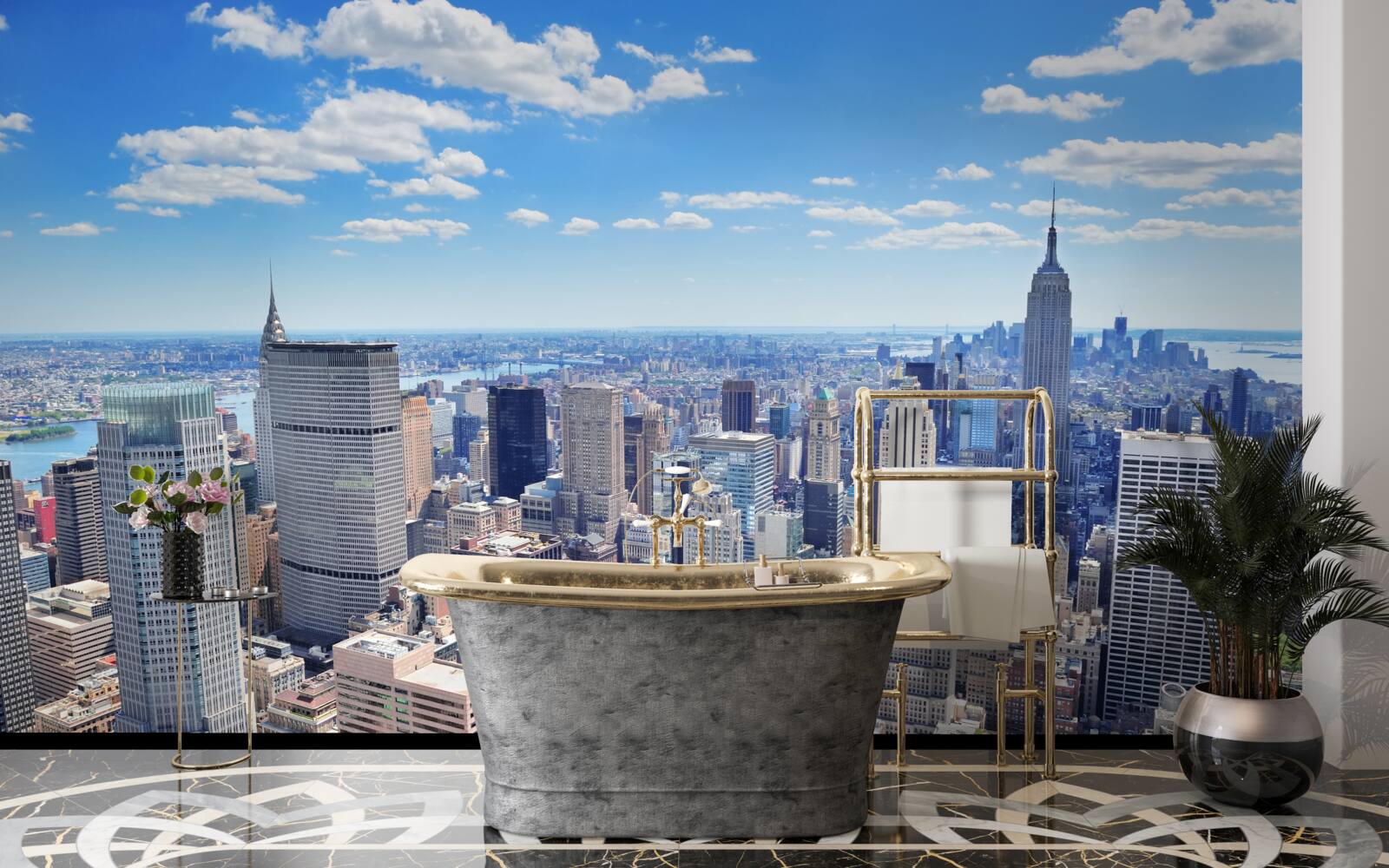 Papier peint au-dessus des gratte-ciel de new york