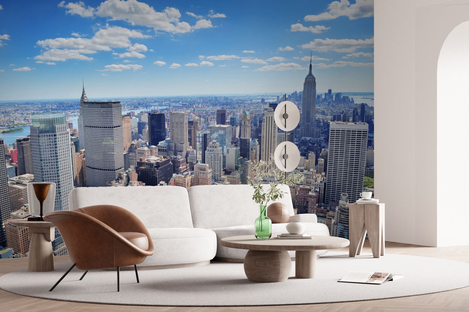 Papier peint au-dessus des gratte-ciel de new york