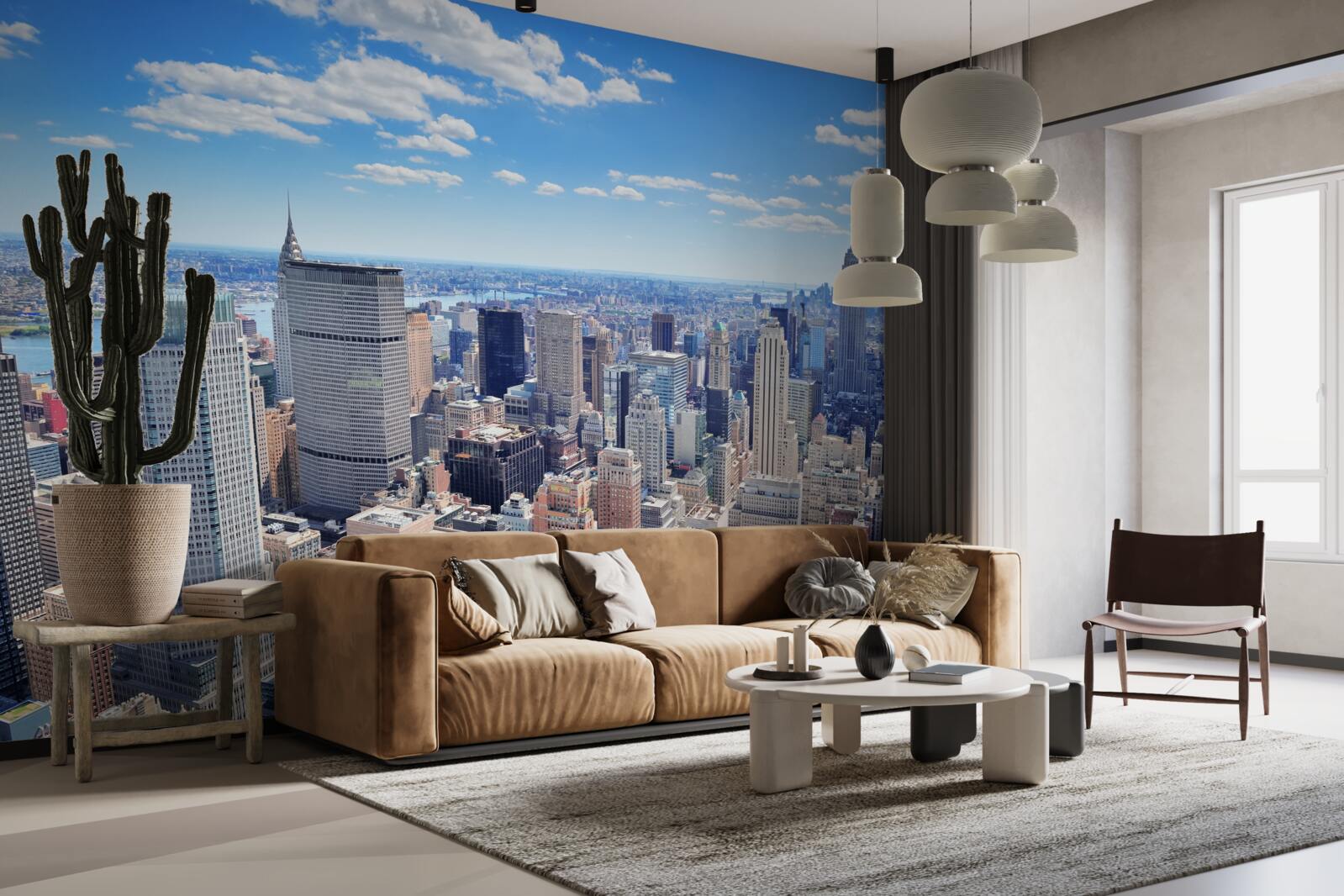 Papier peint au-dessus des gratte-ciel de new york