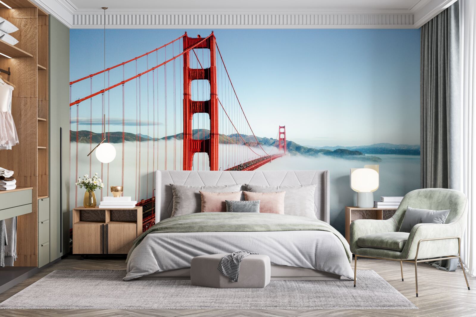 Papier peint le brouillard enveloppe le golden gate bridge