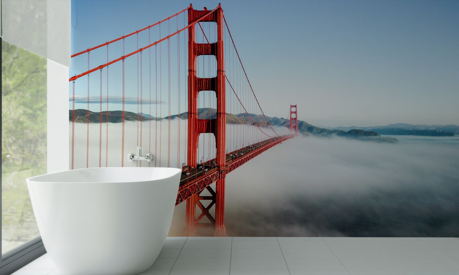 Papier peint le brouillard enveloppe le golden gate bridge