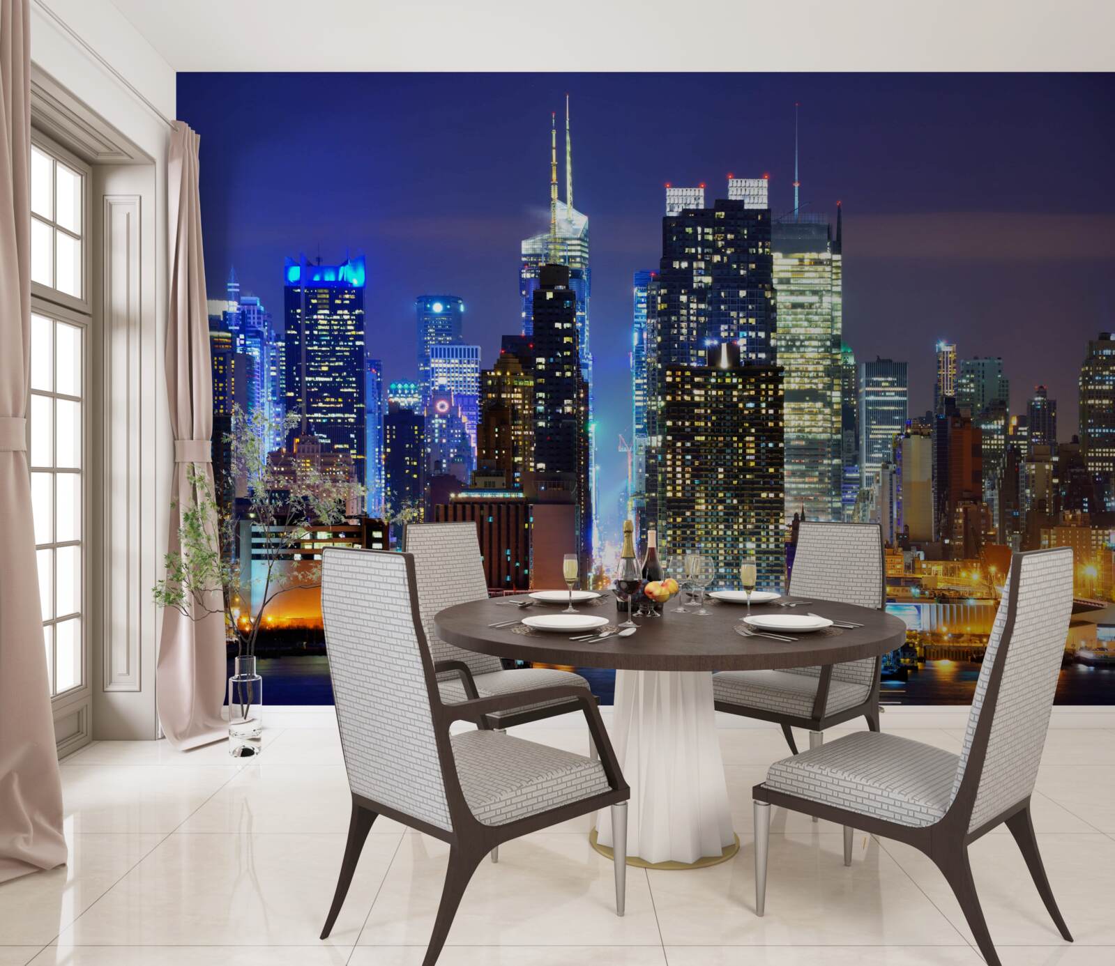 Papier peint une vue nocturne panoramique de la ville à couper le souffle