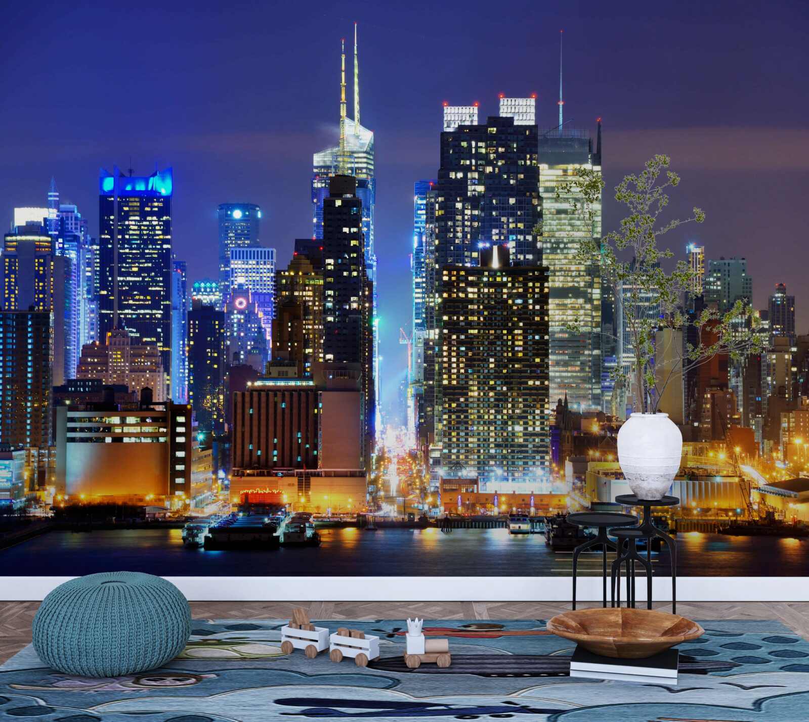 Papier peint une vue nocturne panoramique de la ville à couper le souffle