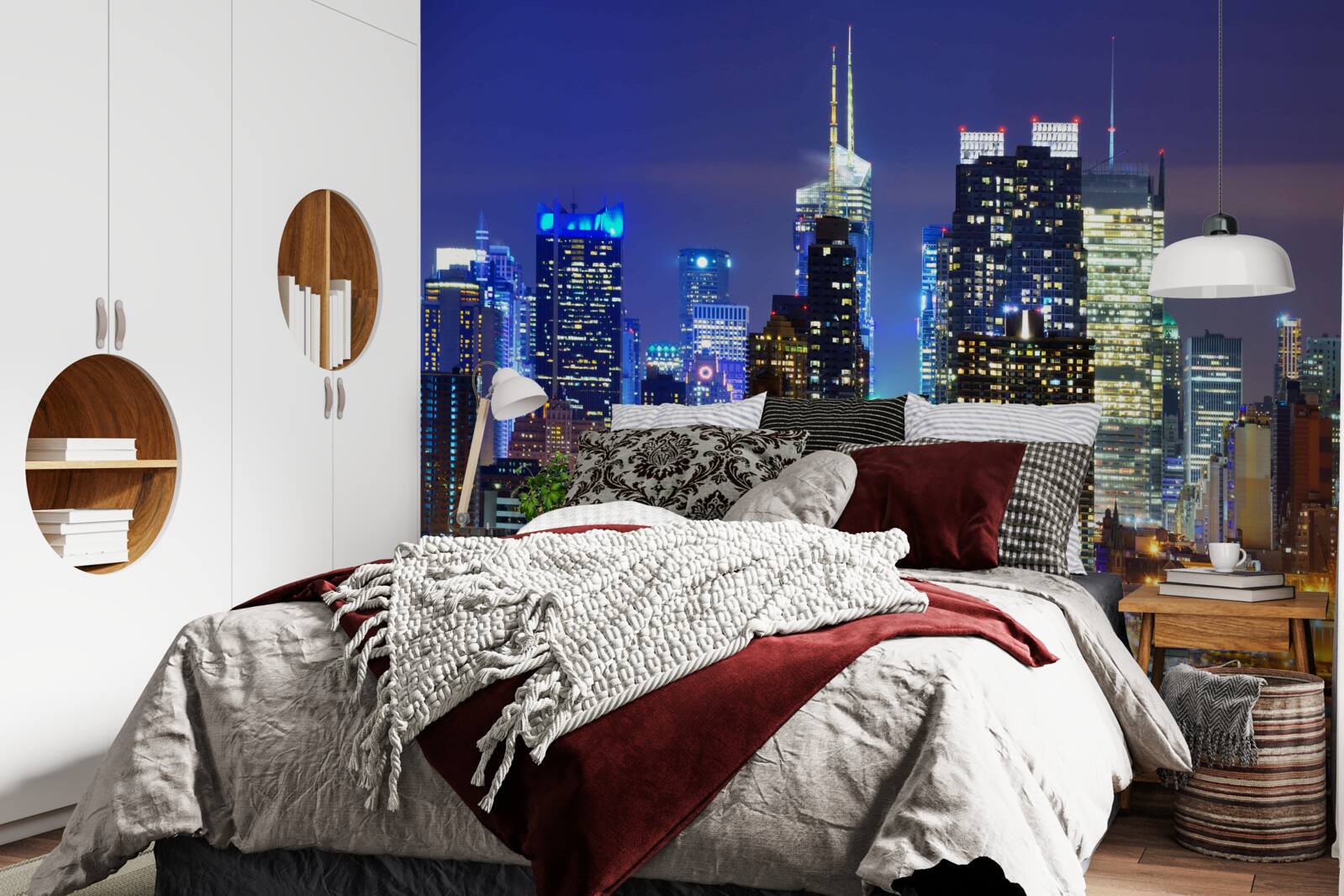 Papier peint une vue nocturne panoramique de la ville à couper le souffle