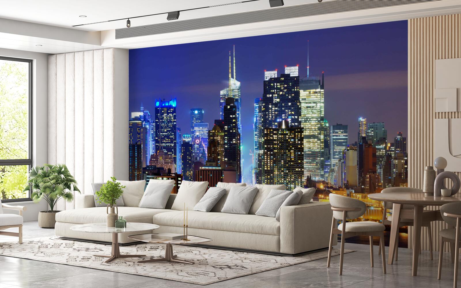 Papier peint une vue nocturne panoramique de la ville à couper le souffle