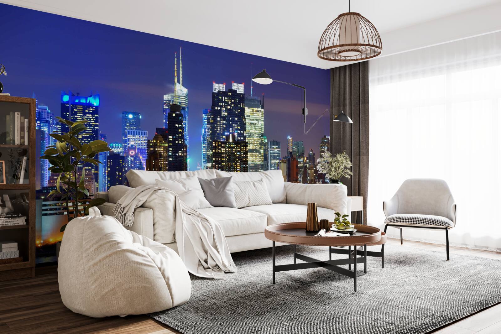 Papier peint une vue nocturne panoramique de la ville à couper le souffle