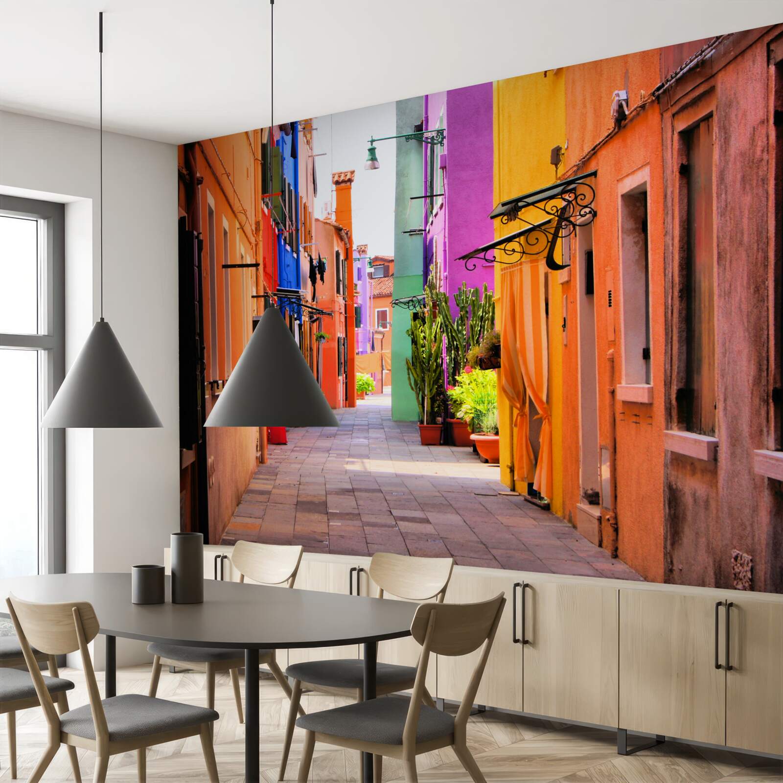 Papier peint rue étroite très lumineuse