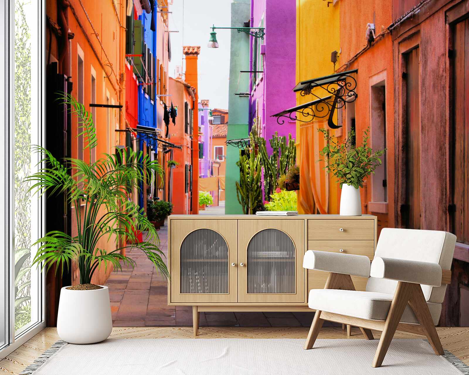 Papier peint rue étroite très lumineuse