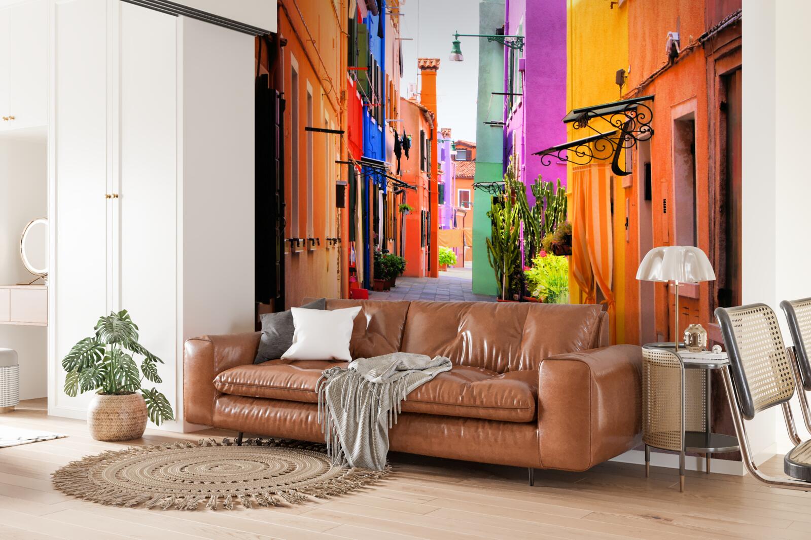 Papier peint rue étroite très lumineuse