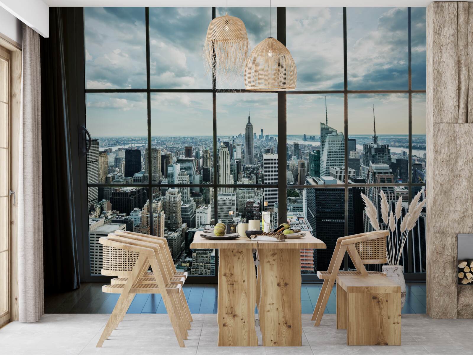 Papier peint panorama de new york depuis la fenêtre