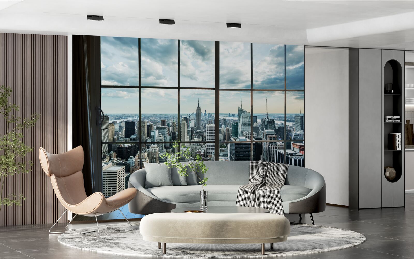 Papier peint panorama de new york depuis la fenêtre