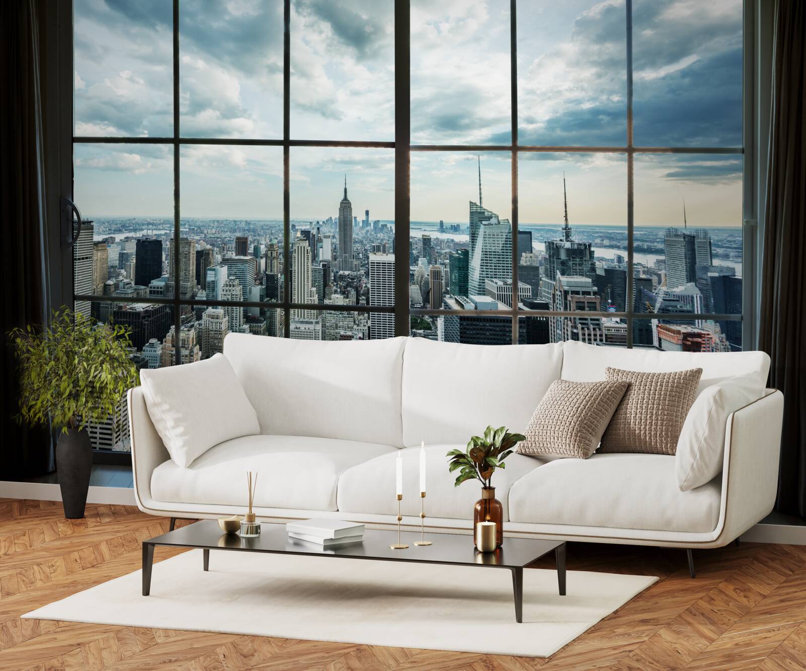 Papier peint panorama de new york depuis la fenêtre