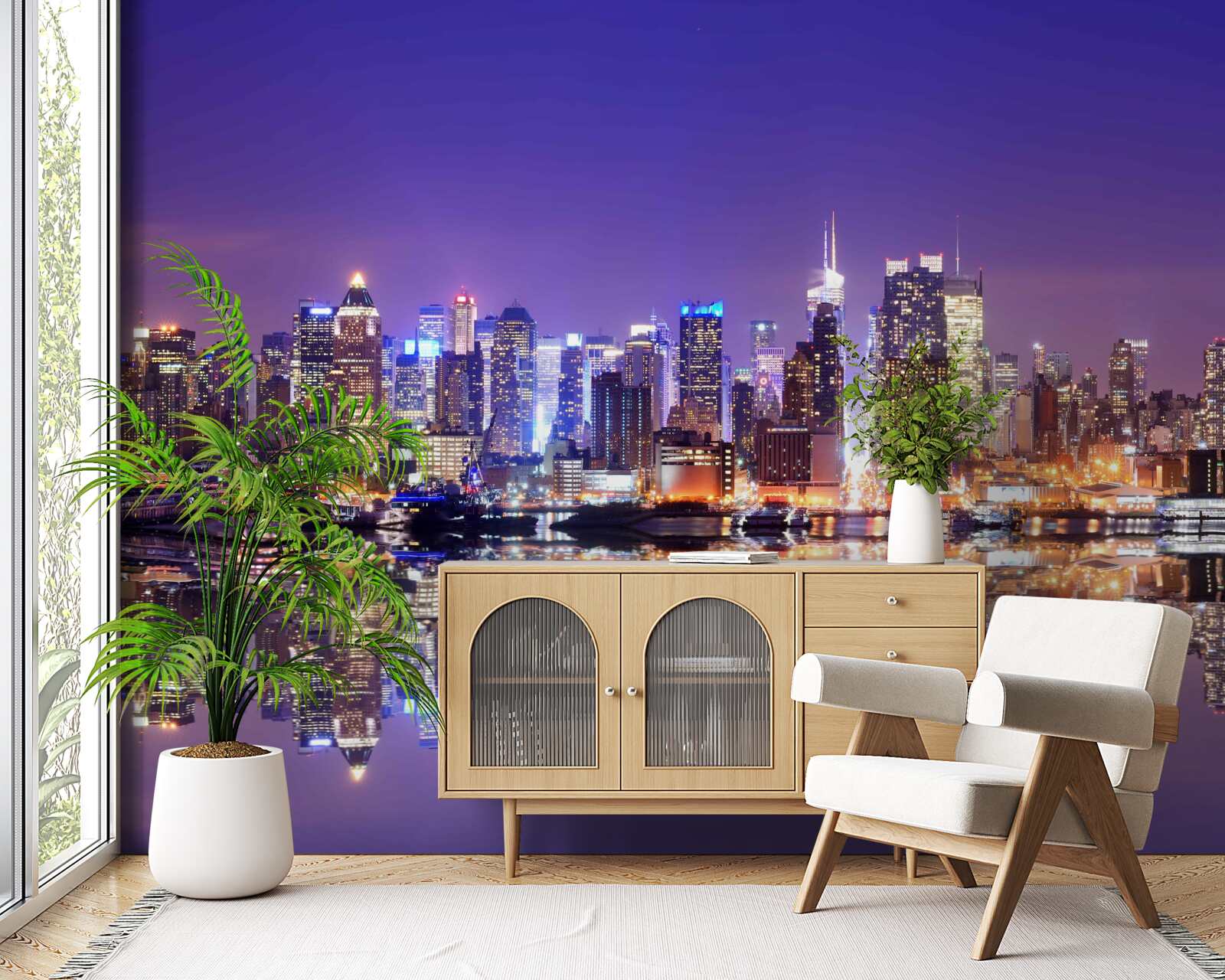 Papier peint mégapole avec illumination du soir