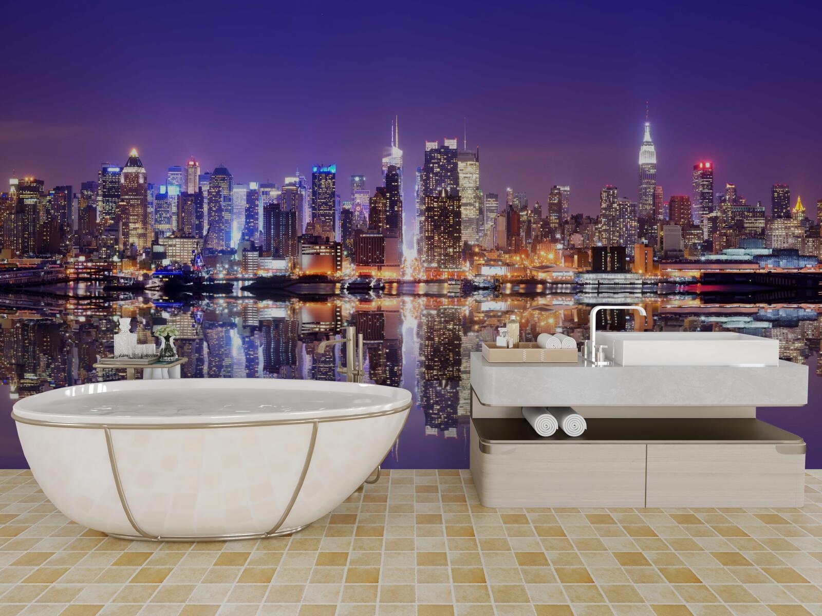 Papier peint mégapole avec illumination du soir