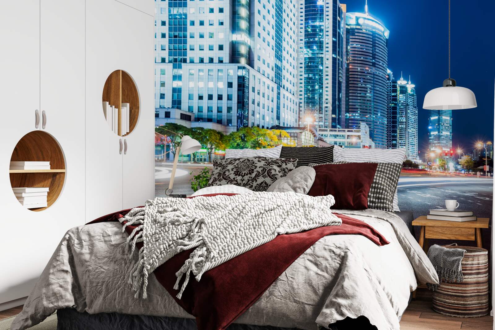 Papier peint autoroute de la ville de nuit sans âme