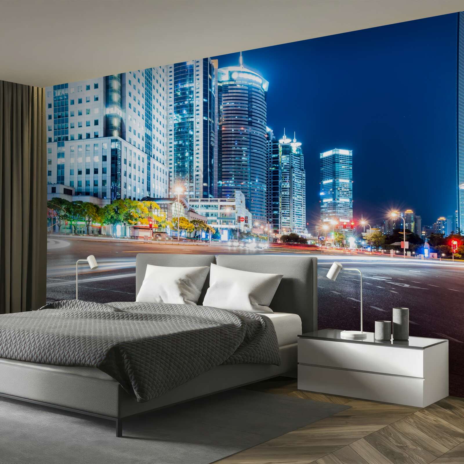 Papier peint autoroute de la ville de nuit sans âme