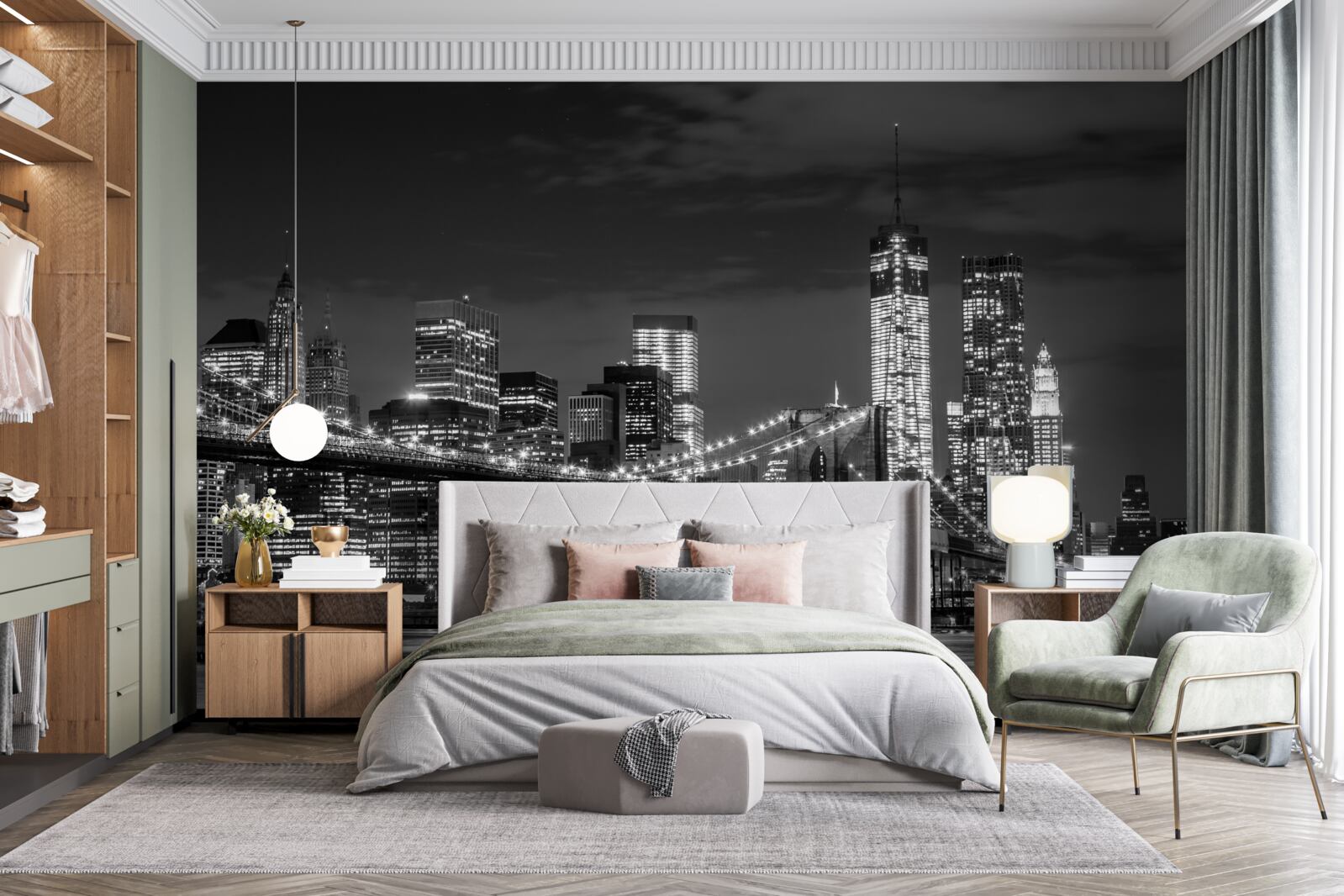 Papier peint métropole monochrome