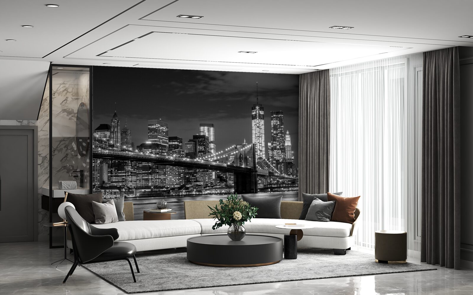 Papier peint métropole monochrome