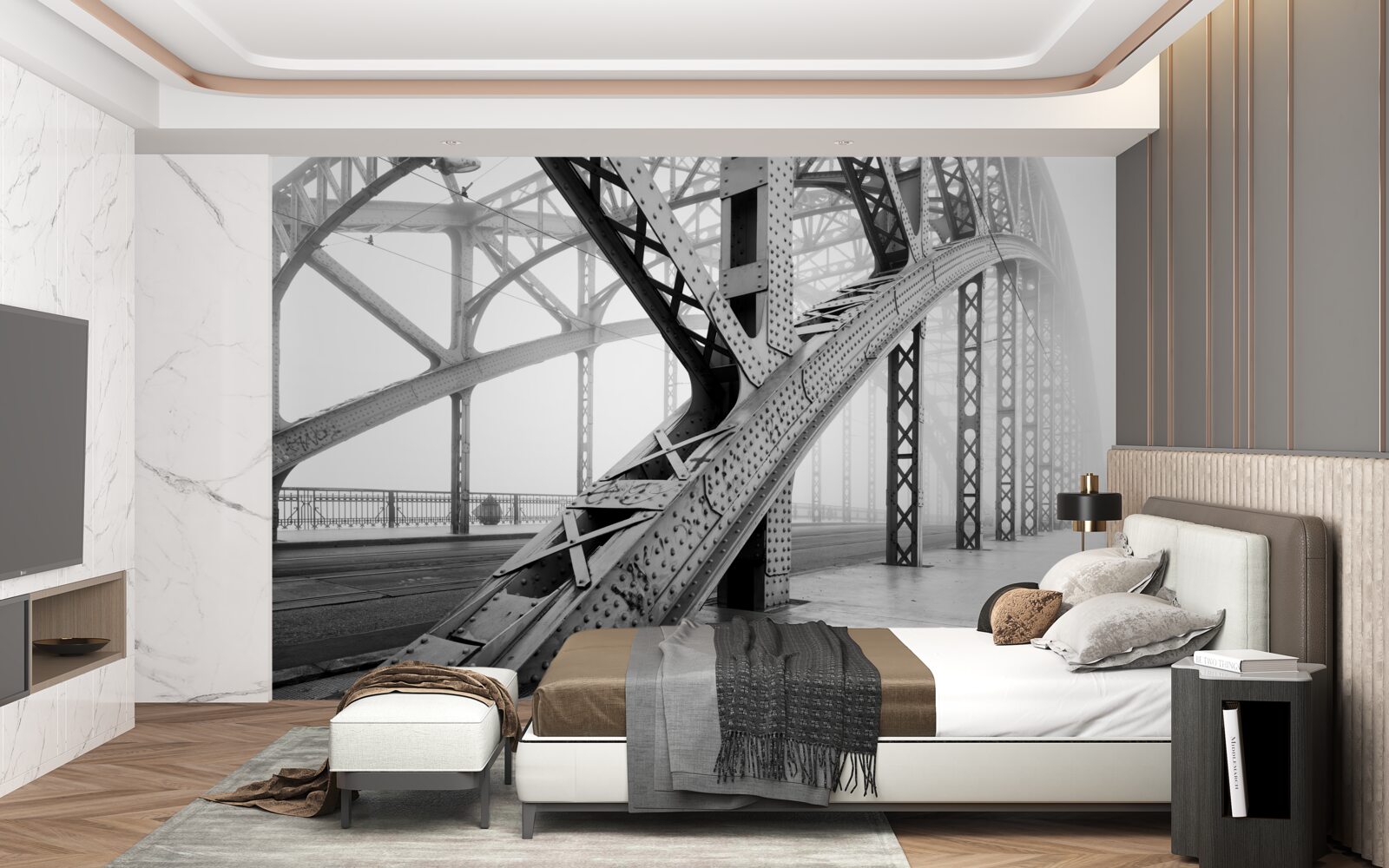 Papier peint éléments en acier du pont