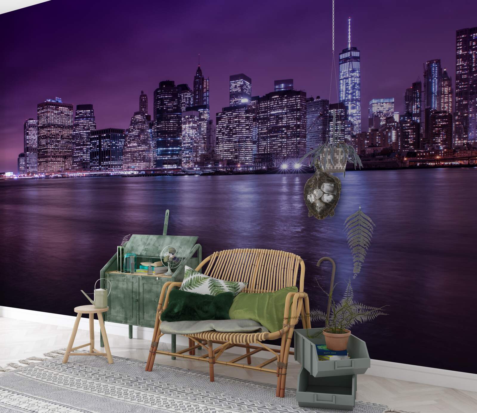 Papier peint de nombreuses lumières allumées aux fenêtres des gratte-ciel