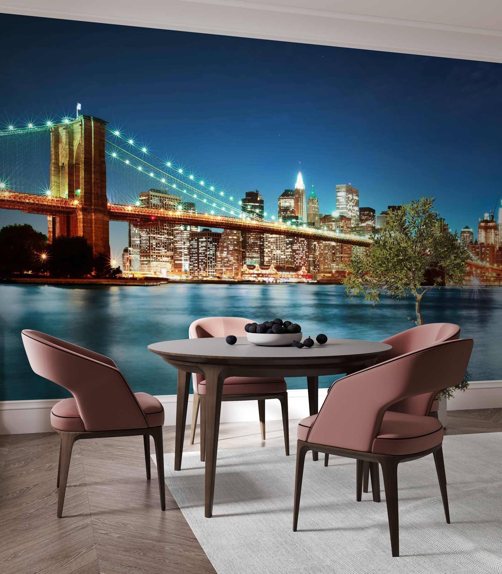 Papier peint new york avec des lumières brillantes