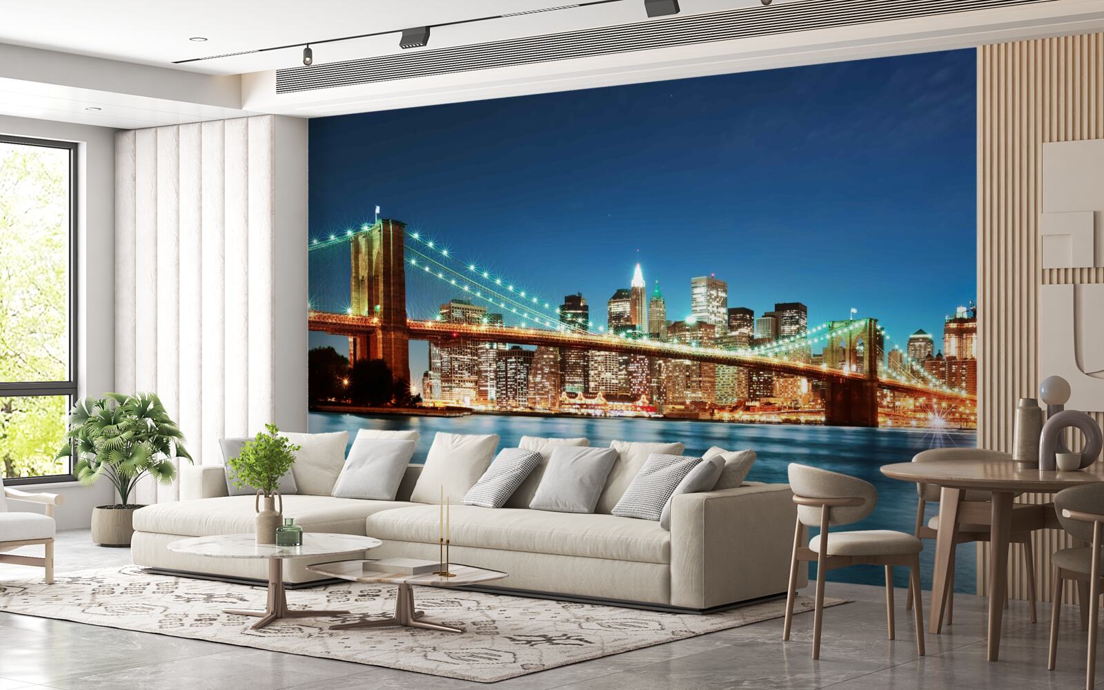 Papier peint new york avec des lumières brillantes