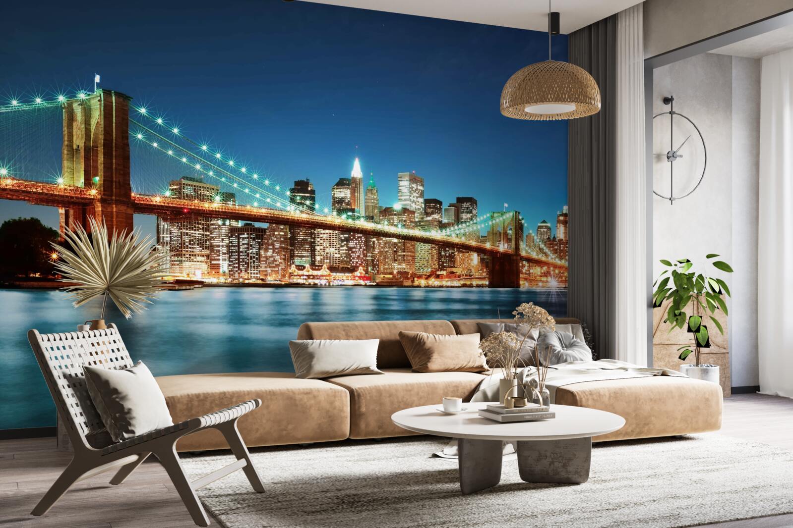 Papier peint new york avec des lumières brillantes