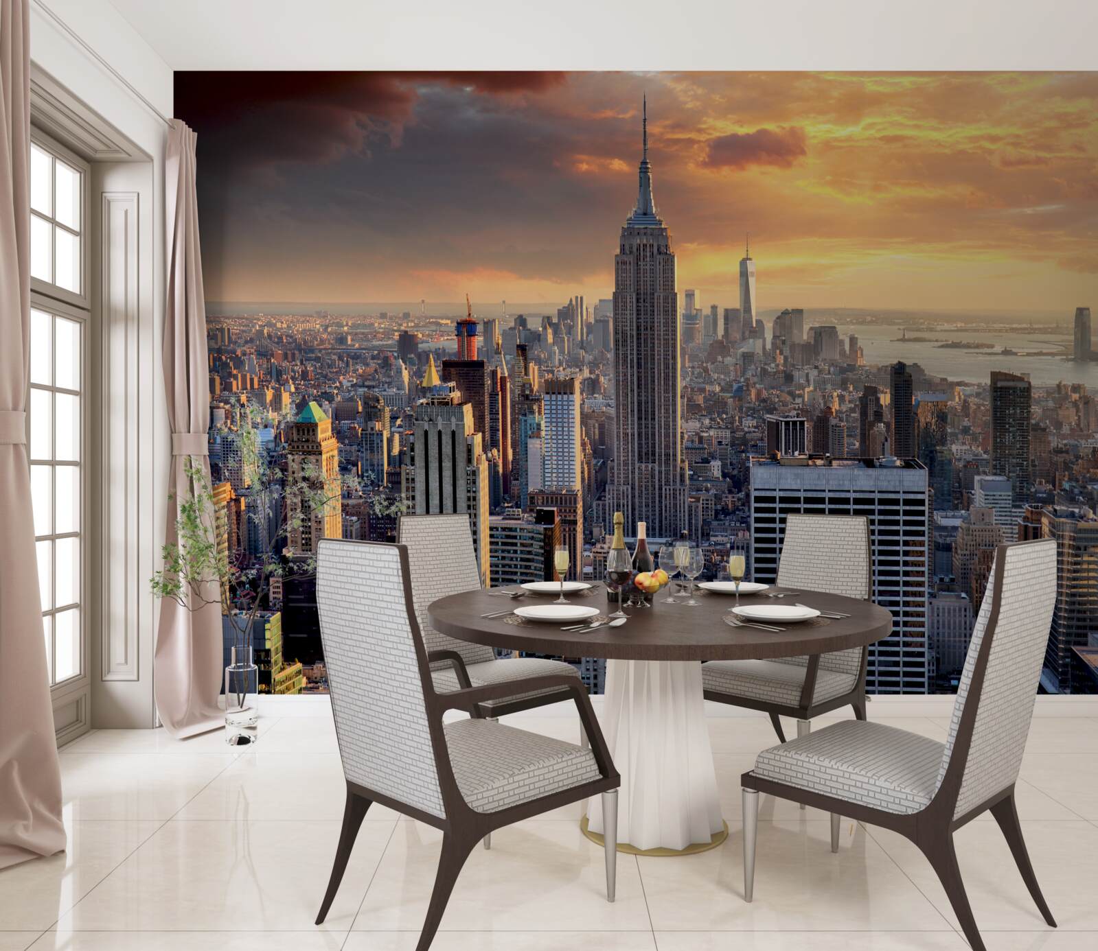 Papier peint le soleil se couche sur new york