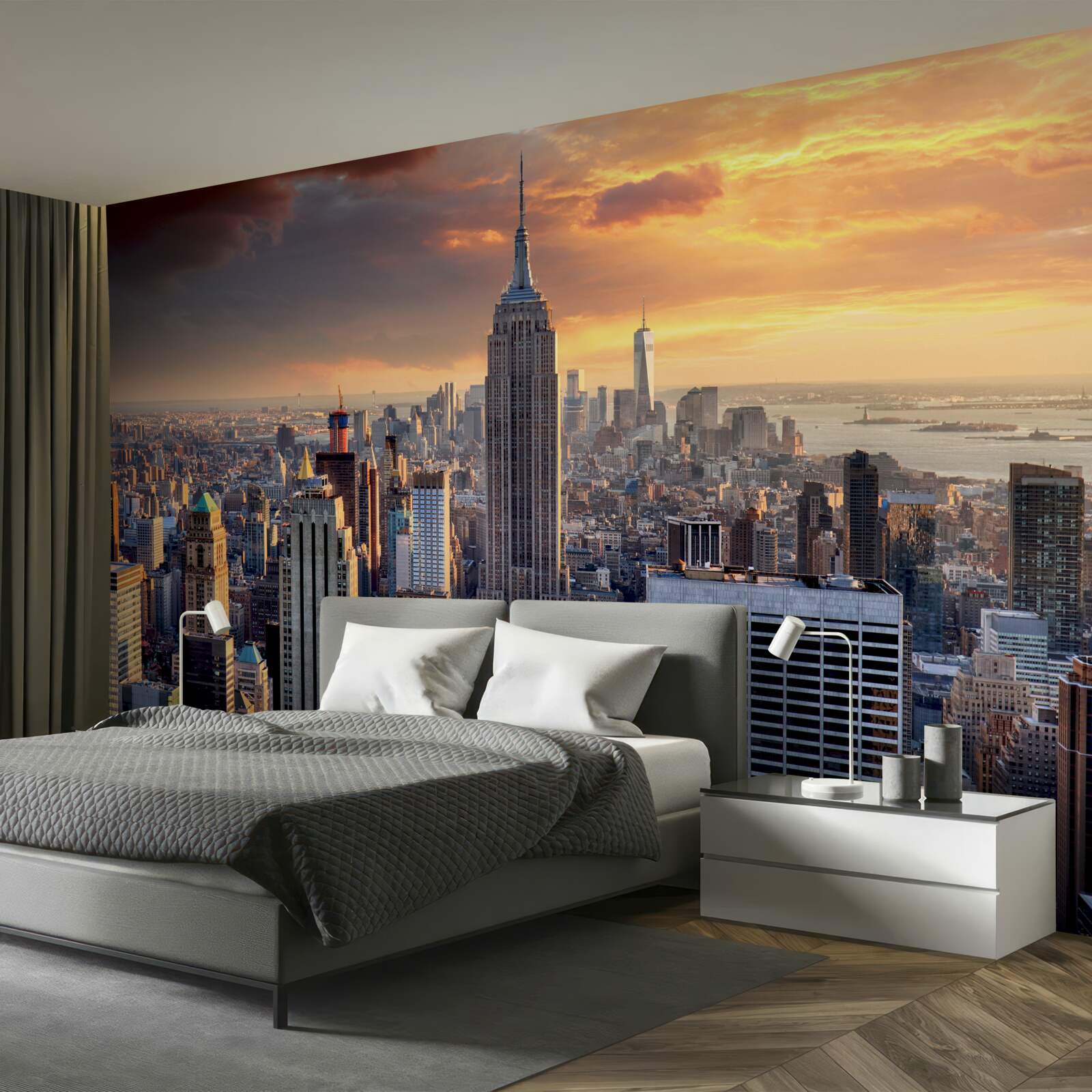 Papier peint le soleil se couche sur new york