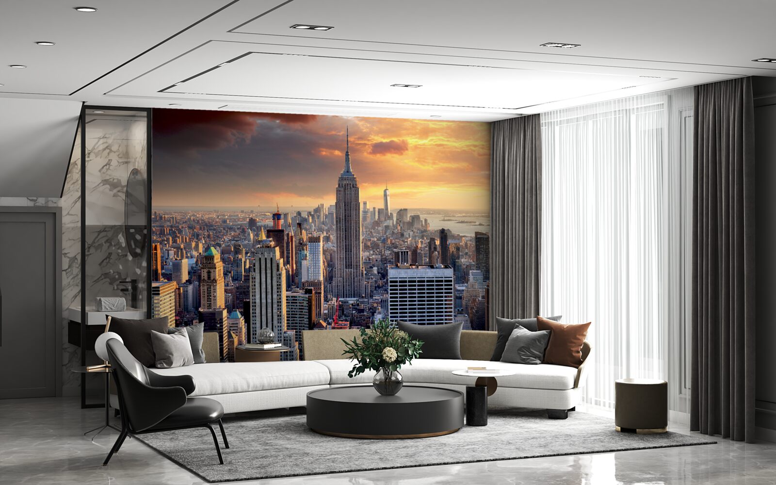 Papier peint le soleil se couche sur new york