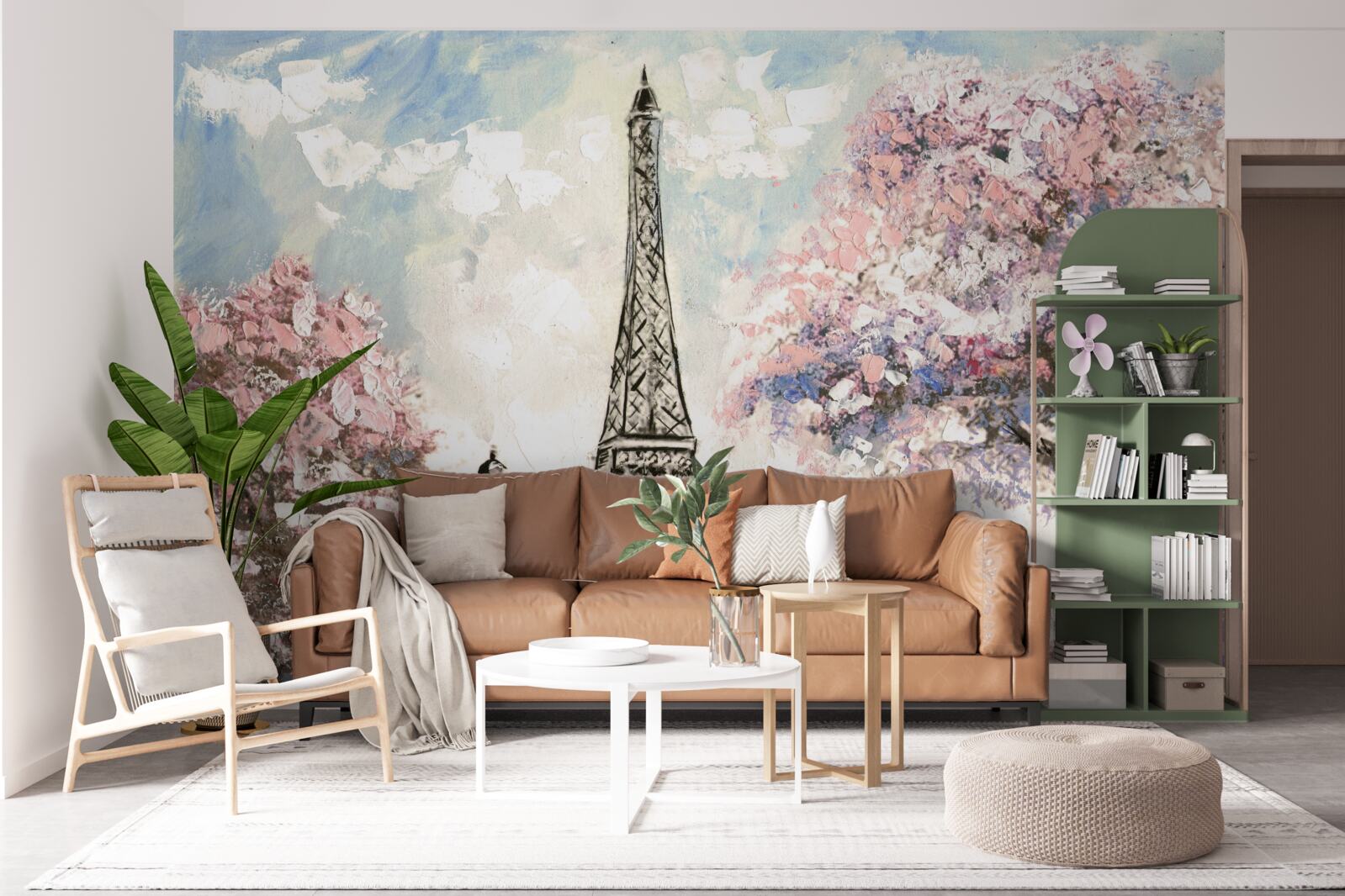 Papier peint printemps romantique au pied de la tour eiffel