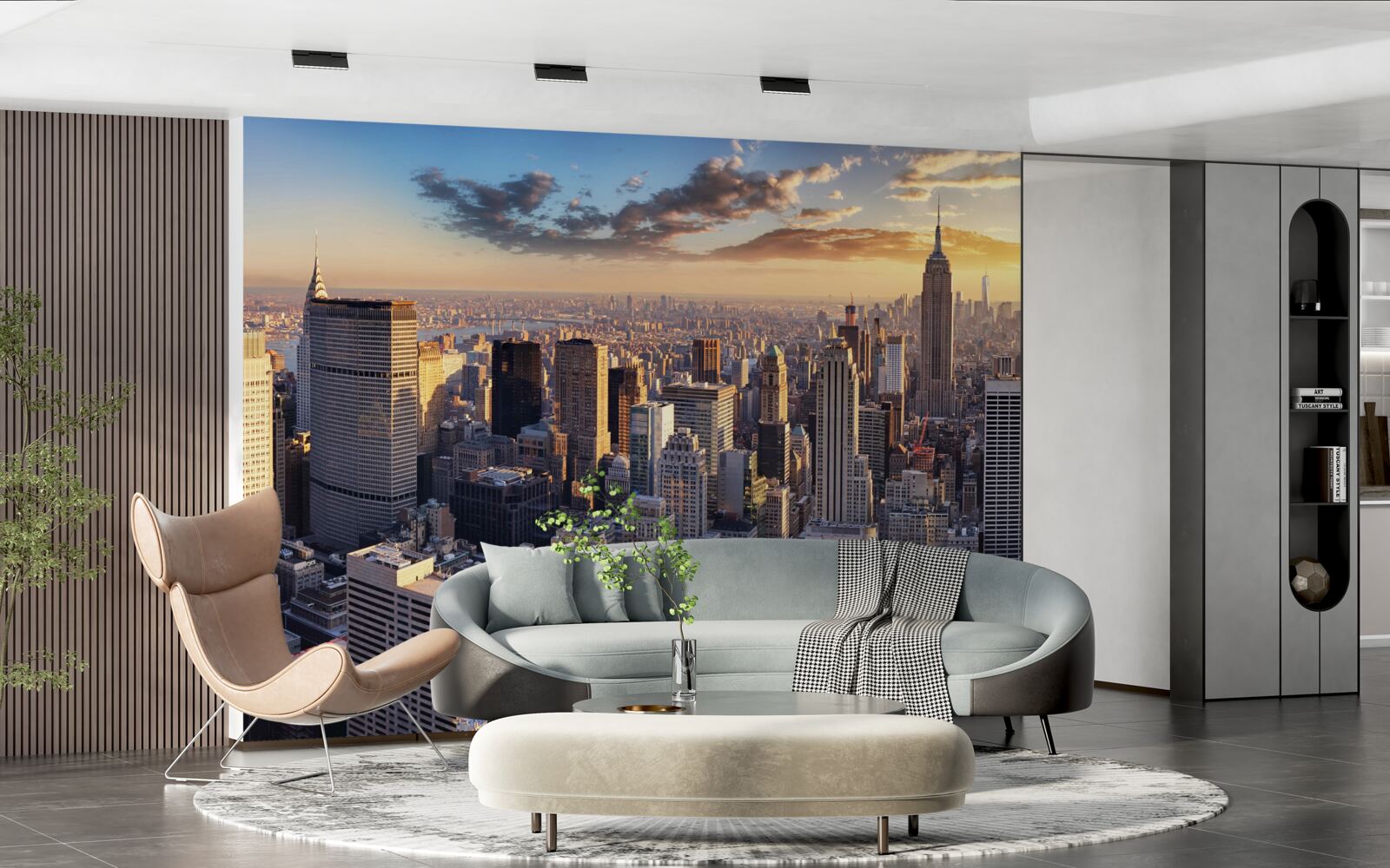 Papier peint le coucher de soleil illumine new york