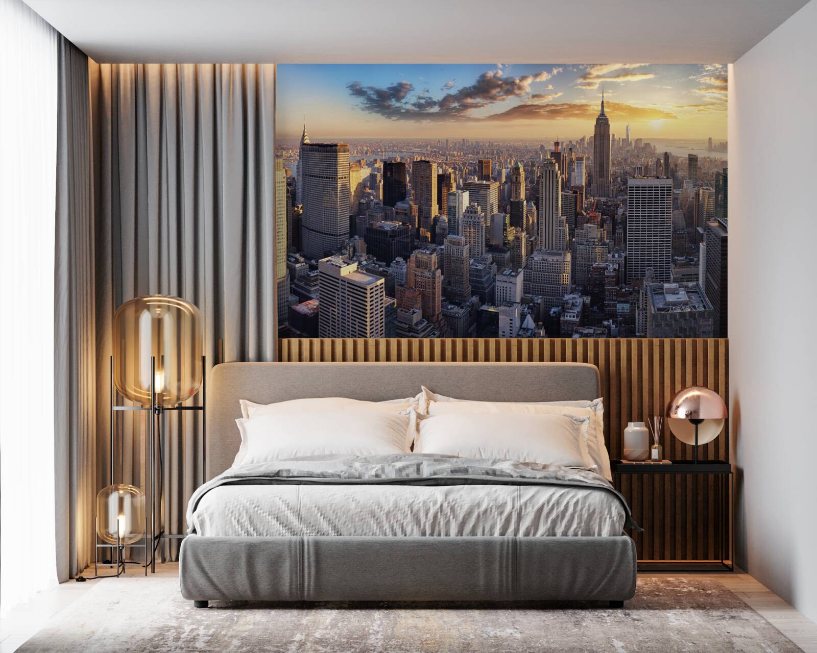 Papier peint le coucher de soleil illumine new york