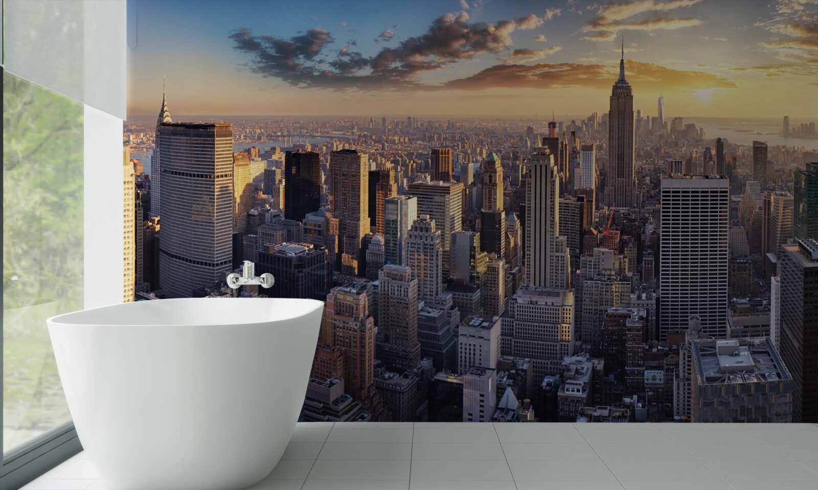 Papier peint le coucher de soleil illumine new york