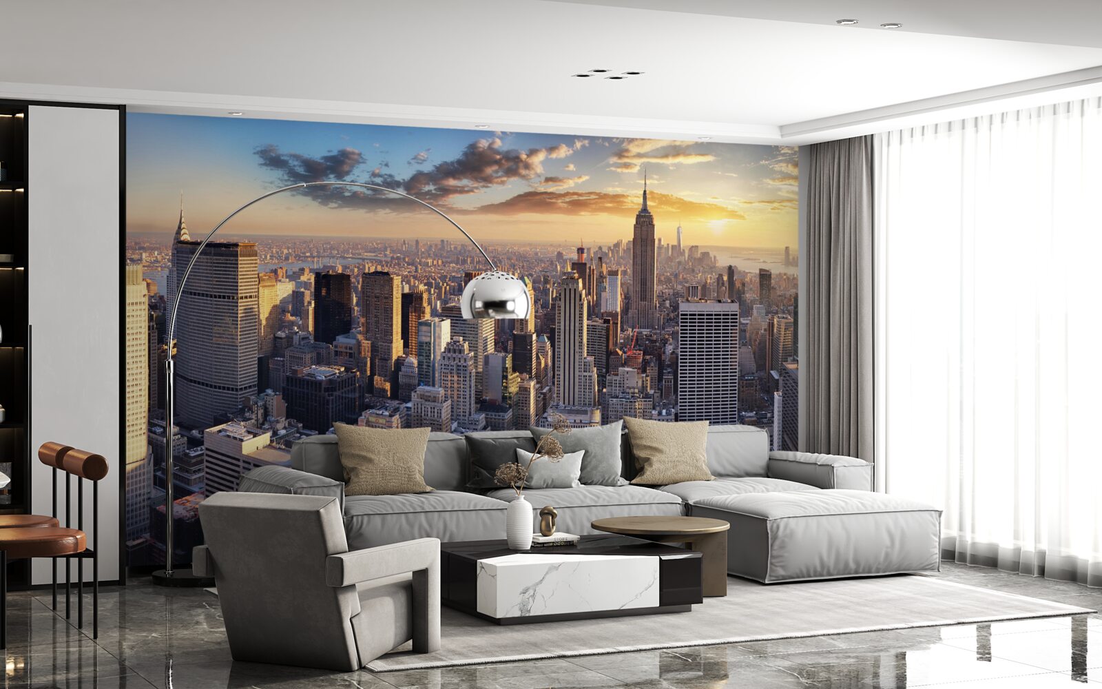 Papier peint le coucher de soleil illumine new york