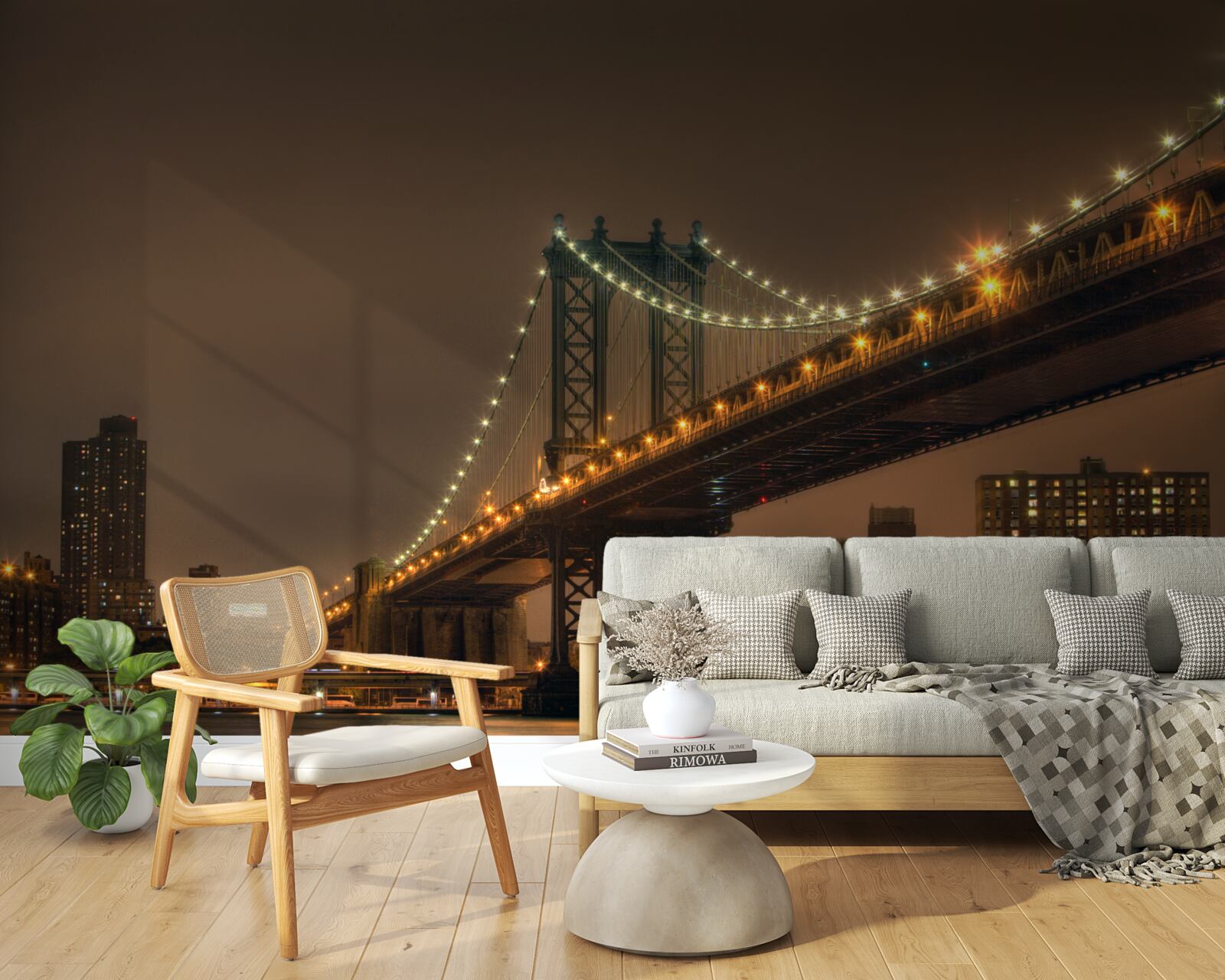 Papier peint pont de brooklyn le soir