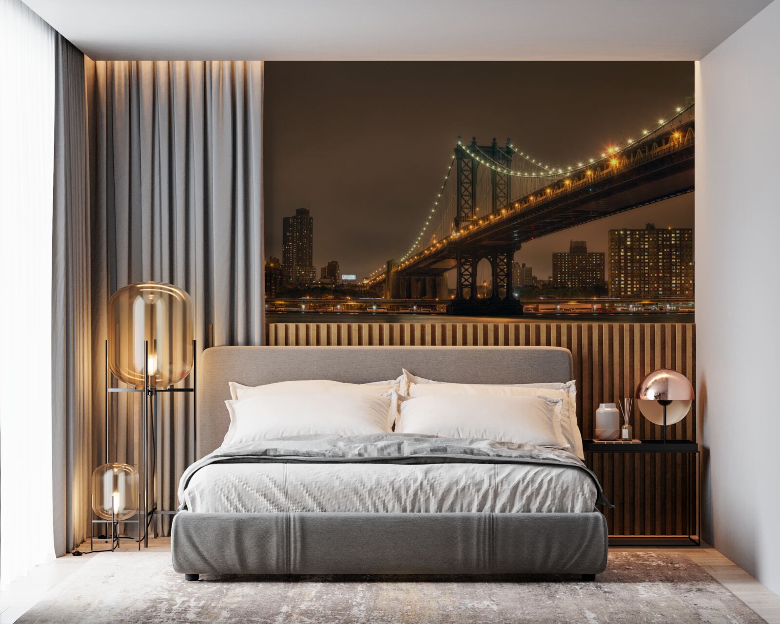 Papier peint pont de brooklyn le soir