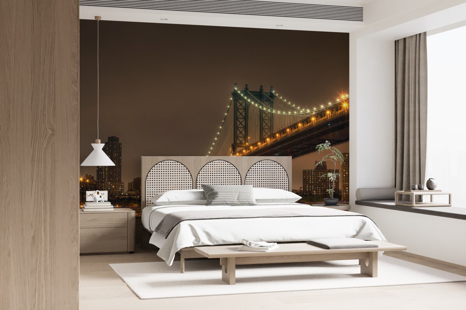 Papier peint pont de brooklyn le soir