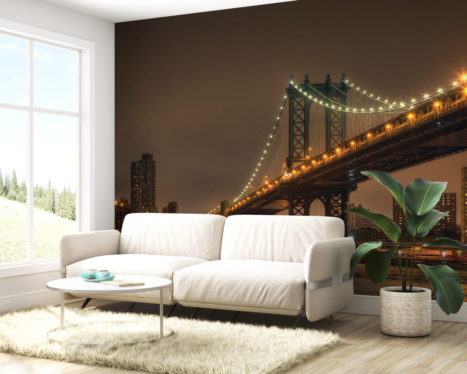 Papier peint pont de brooklyn le soir