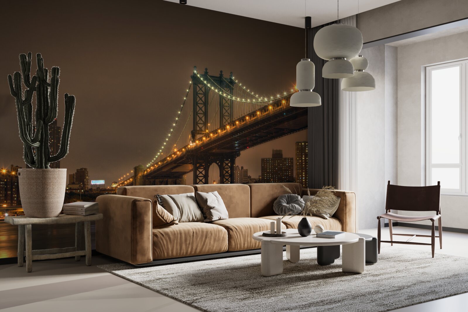 Papier peint pont de brooklyn le soir