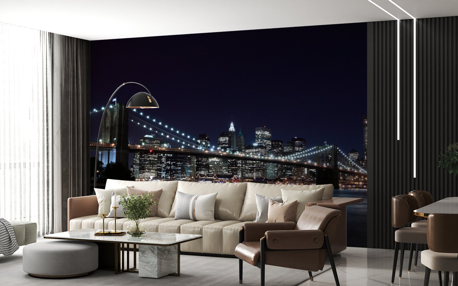 Papier peint Lumières du pont de Brooklyn