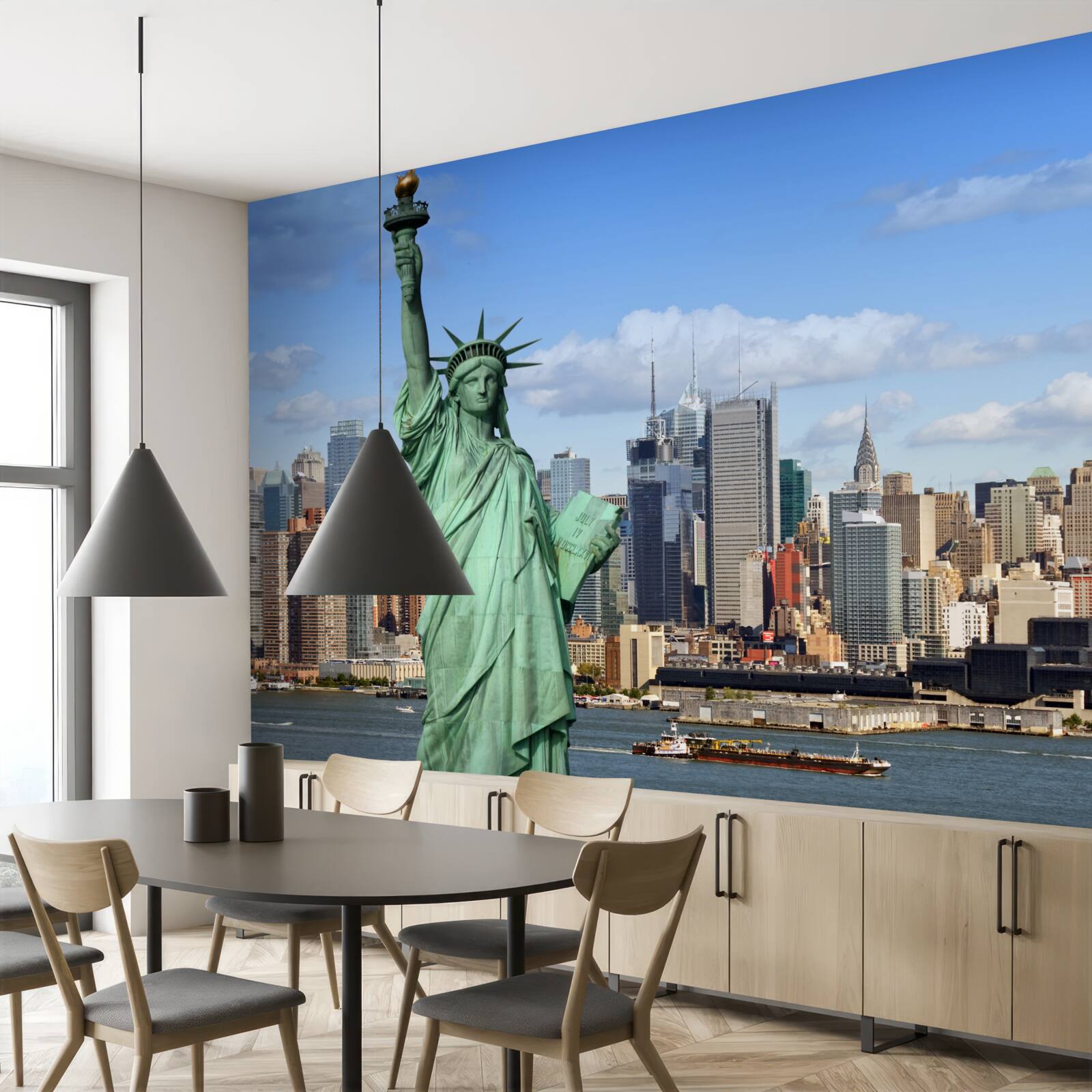 Papier peint statue de la liberté en arrière-plan de new york