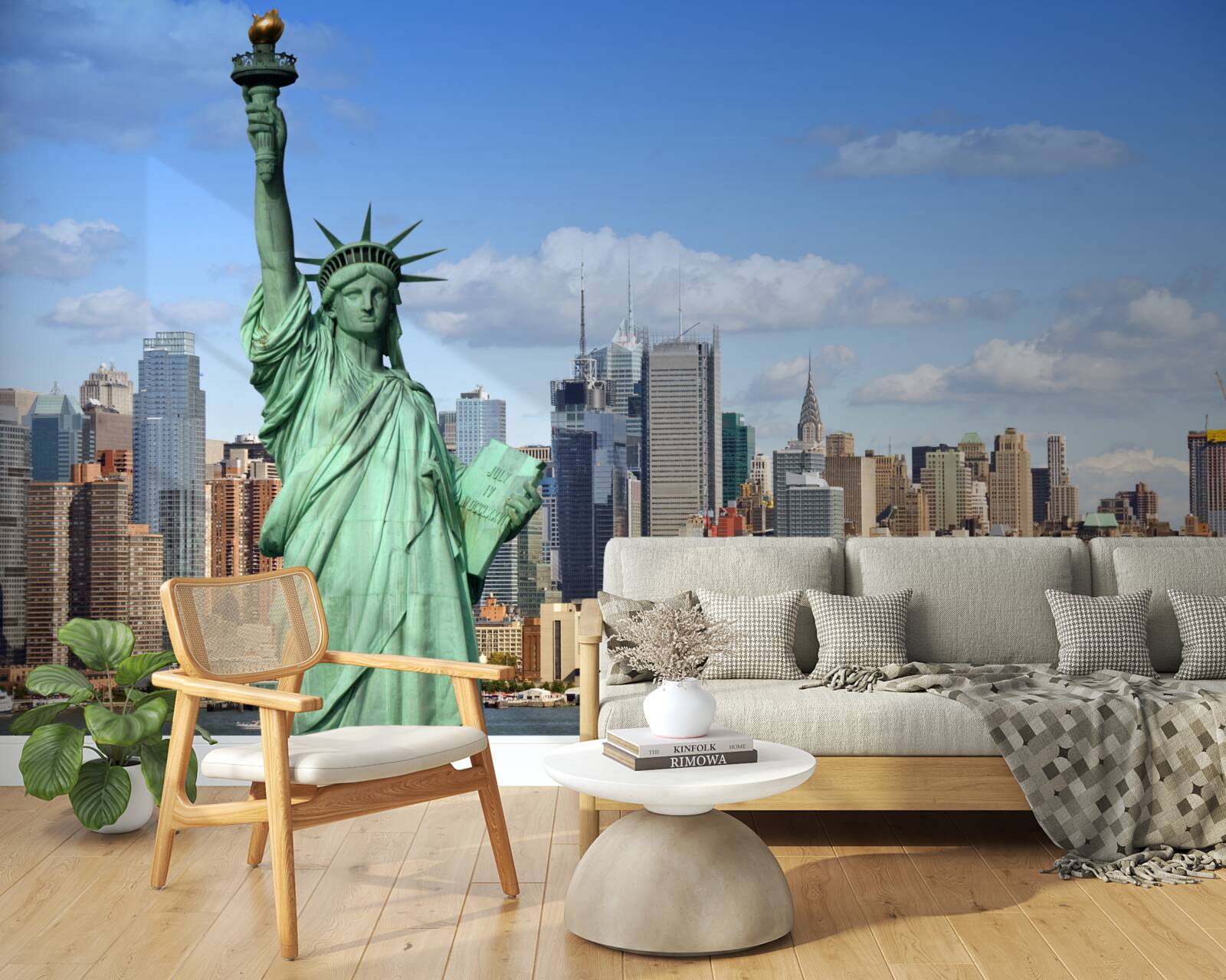 Papier peint statue de la liberté en arrière-plan de new york